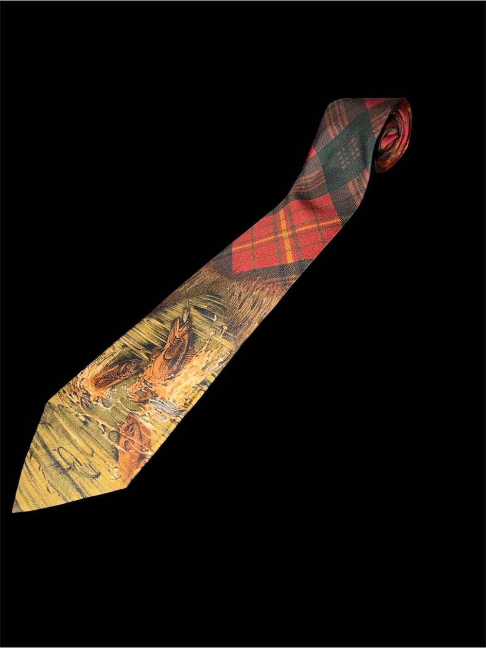 MINT POLO RALPH LAUREN FISHING GRAPHIC SCENE SILK TIE FATHERS DAY GIFT IDEA